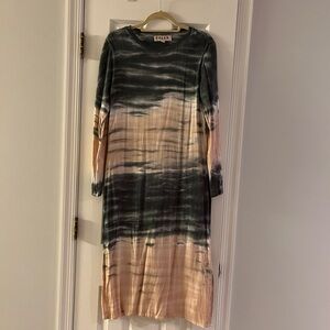 Dolan Long Sleeve Tie-Dye Dress - Gray and Pink